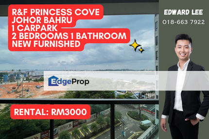 R&F RNF Princess Cove Brand New Unit For Rent ! 2 Bedrooms 1 Bathroom, Johor, Johor Bahru