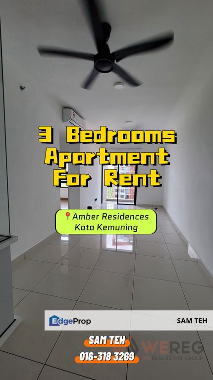 3 Bedrooms Apartment For Rent | Amber Residence @ twentyfive.7, Kota Kemuning, Selangor, Kota Kemuning