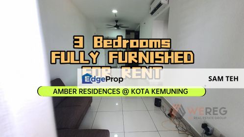 2+1 Bedrooms Fully Furnished Condo For Rent | Amber Residence @ twentyfive.7, Kota Kemuning, Selangor, Kota Kemuning