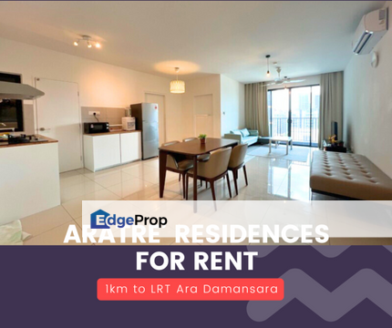 AraTre' Ara Damansara Fully Furnished Corner Unit Pool View 2 Carpark For Rent, Selangor, Ara Damansara