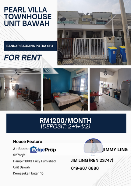 Unit Bawah Townhouse Bandar Saujana Putra SP4 for Rent, Selangor, Bandar Saujana Putra