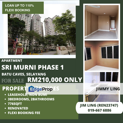 LOAN UP TO 110%, Sri Murni Apartment, Phase 1 FOR SALE, Kuala Lumpur, Selayang