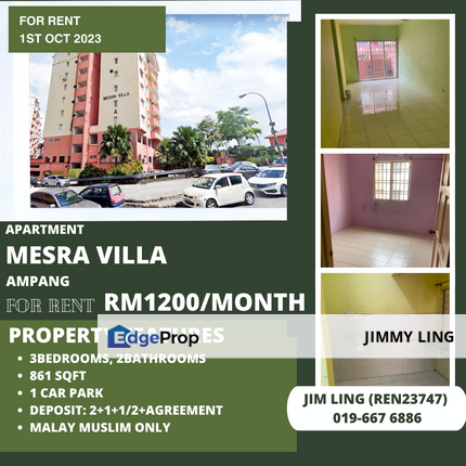 FOR RENT: Mesra Villa Apartment, Ampang, Selangor, Ampang