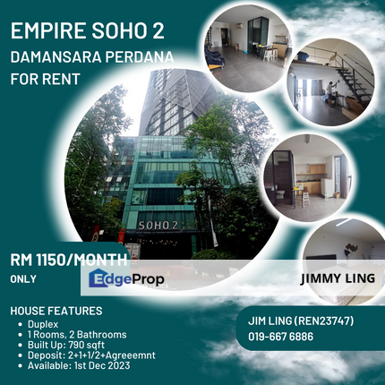 Partially Furnished, Empire SOHO 2, Damansara Perdana, Selangor, Subang Jaya