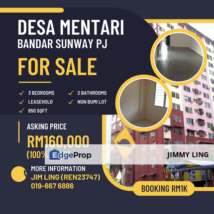 Booking RM1k, Desa Mentari, Bandar Sunway PJ, Selangor, Petaling Jaya