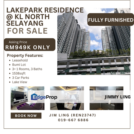 Fully Furnished, LakePark Residence, KL North, Selayang, 1538sqft, Selangor, Selayang