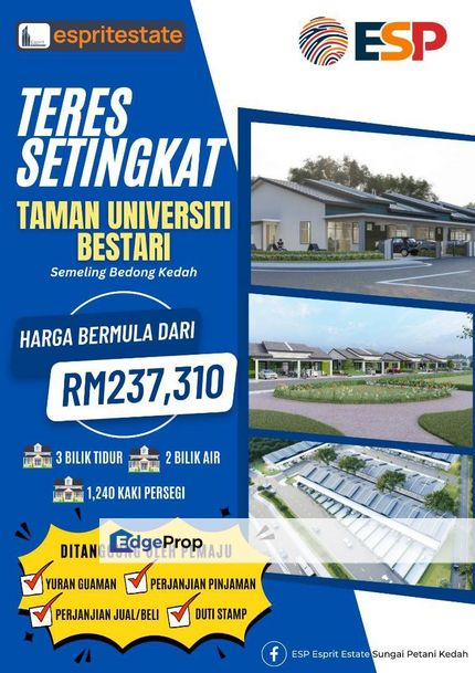 Rumah Baru Buka Untuk Tempahan di Taman Universiti Bestari, Semeling Kedah , Kedah, Semeling