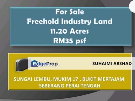 Strategic 11.2-Acre Industrial Land for Sale in Bukit Mertajam, Penang, Penang, Bukit Mertajam