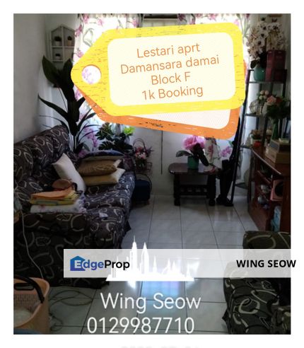 Lestari Apartment Low cost Flat Damansara Damai For sale Block F 1st floor Low deposit 1k booking Full Loan Cash BAck, Selangor, Damansara Damai