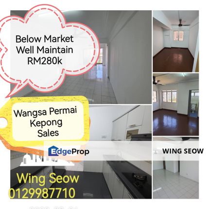 1k booking 30k cash back renovated Vista saujana Wangsa permai apartment for sale Aman Puri, Selangor, Kepong