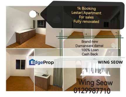 New Fully renovated 1k Booking Lestari Apartment Damansara damai MRT2 Kepong Sungai Buloh Full loan, Selangor, Damansara Damai