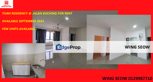 Tuan residency rent unit for Rent Partial furnished available 1st September 2024 KL Jalan kuching / Ipoh , Kuala Lumpur, Segambut