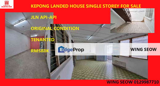 Single Storey Landed terrace house for Sale @ Kepong baru Jalan Api api KL Jinjang Mrt 2 , Kuala Lumpur, Kepong