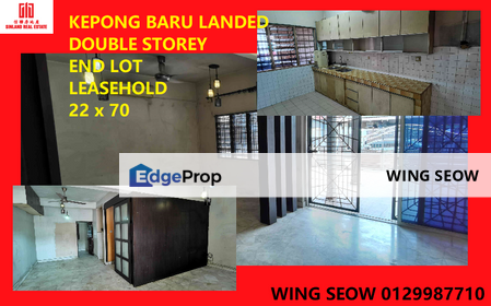 Double Storey Landed house Kepong baru End lot for sale jalan kepong Baru Kl Leasehold , Kuala Lumpur, Kepong