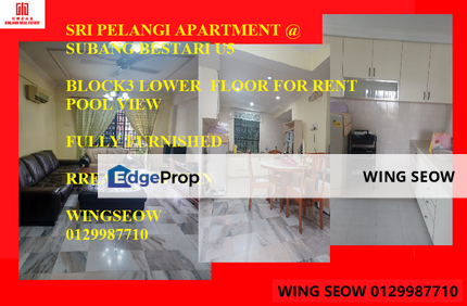 Pangsapuri Sri pelangi Apartment for rent @ Subang bestari U5 Shah Alam Block 3 Low floor pool view, Selangor, Subang