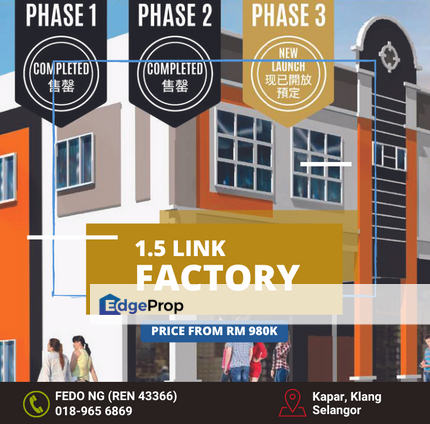 Kapar, Klang, Link Factory, 24ft x 80ft, 980k, Selangor, Klang