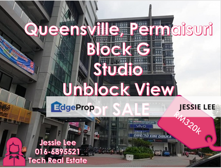 Queensville, Studio unit, Block G unblocked view unit for SALE, Kuala Lumpur, 