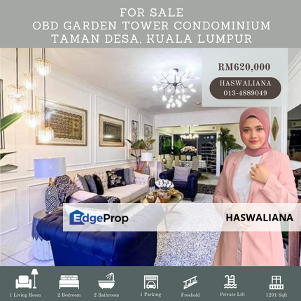 OBD Garden Tower Taman Desa Kuala Lumpur Condominium For Sale Freehold Partial Furnished Private Lift, Kuala Lumpur, Taman Desa 