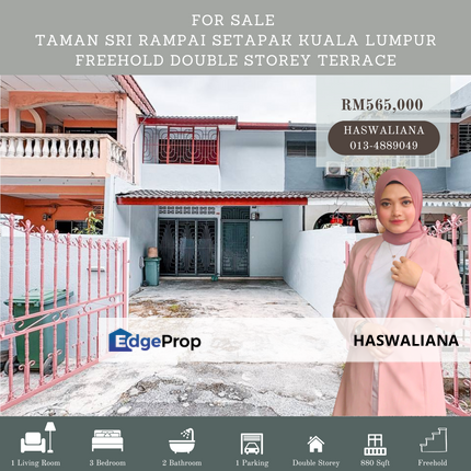 Taman Sri Rampai Setapak Kuala Lumpur Freehold Double Storey Terrace For Sale , Kuala Lumpur, Setapak