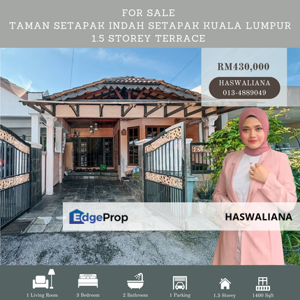 Taman Setapak Indah Setapak Kuala Lumpur 1.5 Storey Terrace For Sale , Kuala Lumpur, Setapak