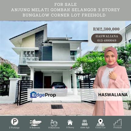 Anjung Melati Gombak Selangor 3 Storey Bungalow Corner Lot Freehold For Sale , Kuala Lumpur, Gombak