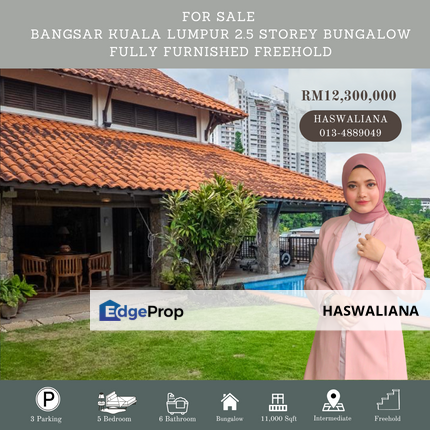 Bangsar Kuala Lumpur 2.5 Storey Bungalow Fully Furnished Freehold For Sale , Kuala Lumpur, Bangsar