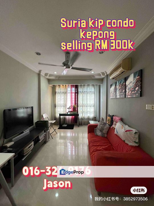 Suria kipark condo for sale at kepong Taman kip ,fully furnished, renovated, freehold, 1 carpark