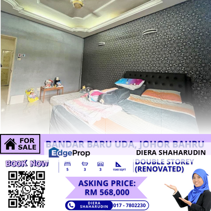 (RENOVATED) BANDAR BARU UDA, JOHOR BAHRU, Johor, Johor Bahru