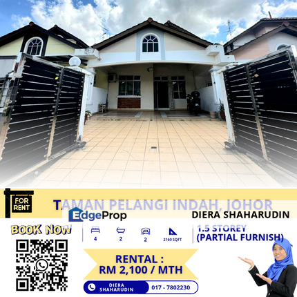 (PARTIAL FURNISH) 1.5 STOREY TAMAN PELANGI INDAH, Johor, Ulu Tiram