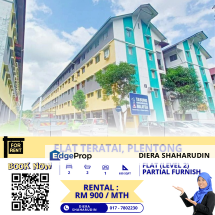 (PARTIAL FURNISH) FLAT TERATAI, PLENTONG, MASAI, Johor, Pasir Gudang