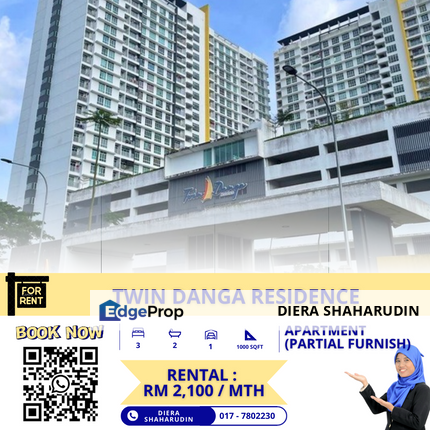 (PARTIAL FURNISH) TWIN DANGA RESIDENCE, JOHOR, Johor, Johor Bahru