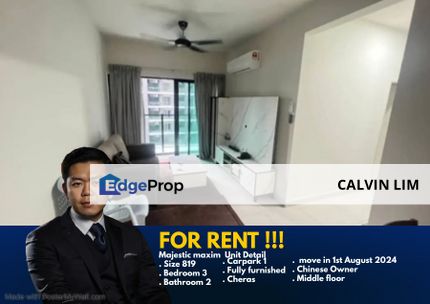 Majestic maxim for rent move in aug fully furnished real unit, Kuala Lumpur, Cheras