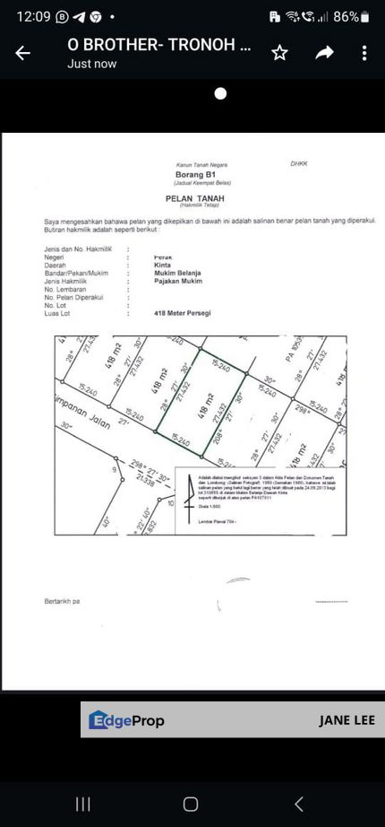 TRONOH-2 BUNGALOW LOT-50 X 90 -RM135K (NEGO), Perak, Kinta