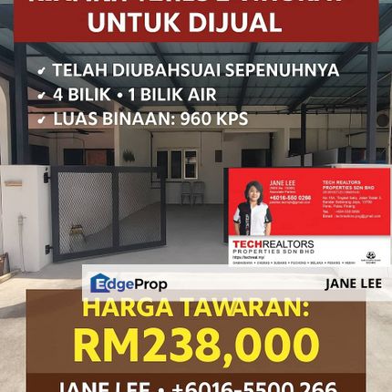 🏠 RUMAH TERES 2 TINGKAT UNTUK DIJUAL – TAMAN BERSATU, SIMPANG PULAI, Perak, Ipoh