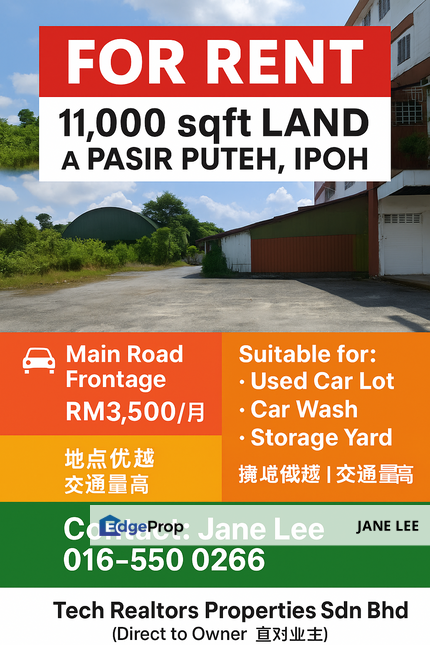 PASIR PUTEH -FACING MAIN ROAD - 11K sq ft - TO LET, Perak, Ipoh
