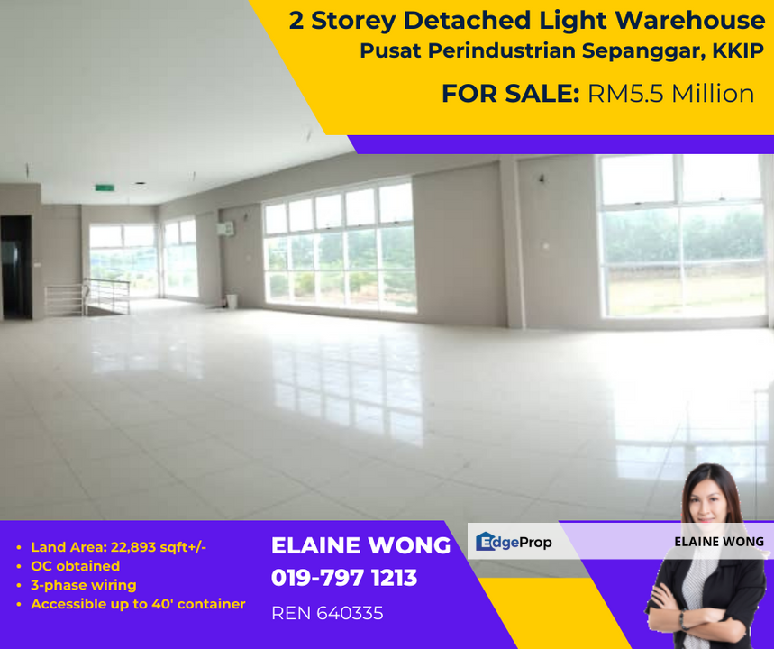 2 Storey Detached Light Warehouse | OC Obtained | Pusat Perindustrian Sepanggar | KKIP, Sabah, Kota Kinabalu