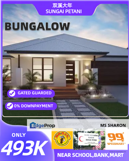 Land 5560sf Bungalow Only 493k Near 9km to Amanjaya Mall 0% Downpaymen, Kedah, Sungai Petani