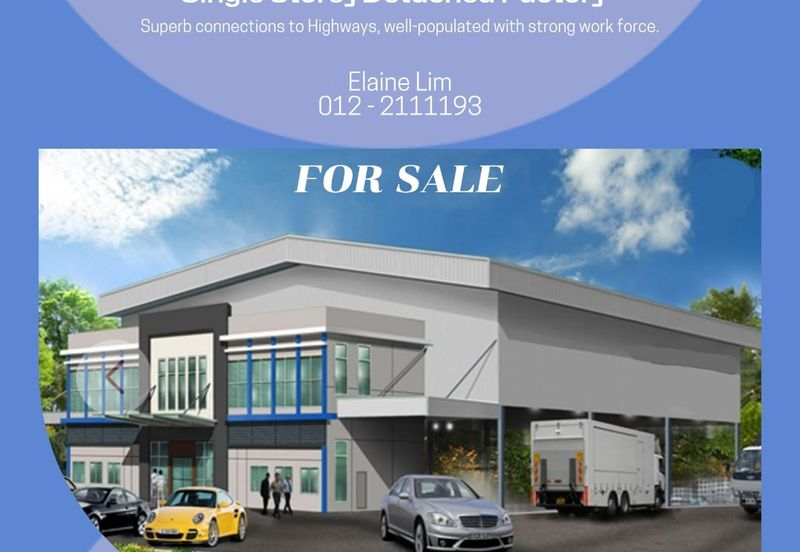 Rawang Single Storey Detached Factory with 2 storey Office For Sale. Easy access to LATAR, GUTHRIE, NORTH SOUTH HIGHWAY.