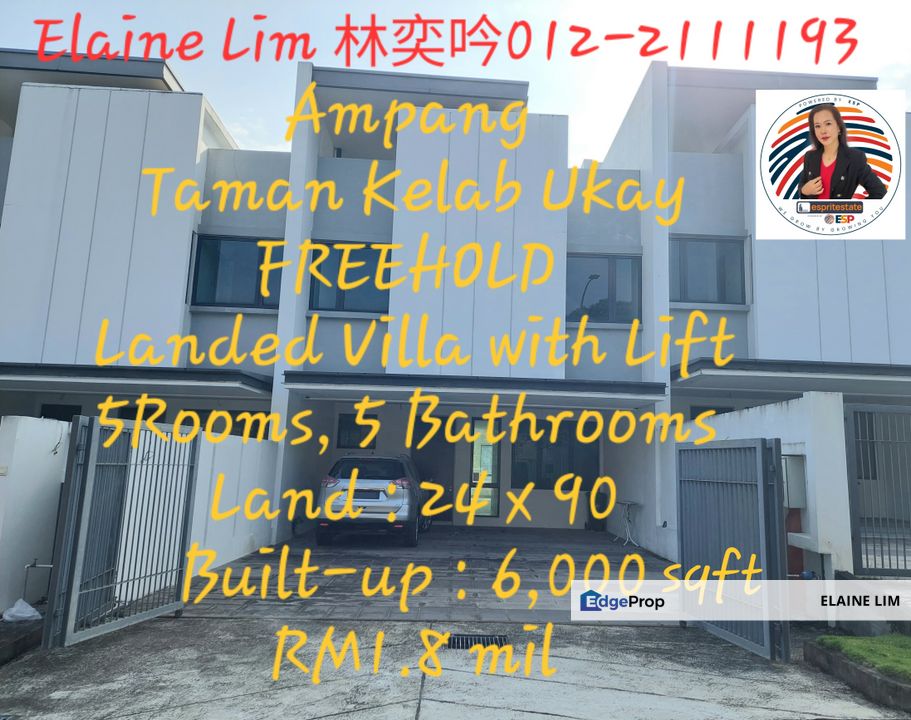 🏡 Luxury Freehold Landed Villa with Private Lift @ Taman Kelab Ukay | 6,000 sqft | 5R5B | 24x90, 10 minutes to KLCC, Selangor, Ulu Kelang