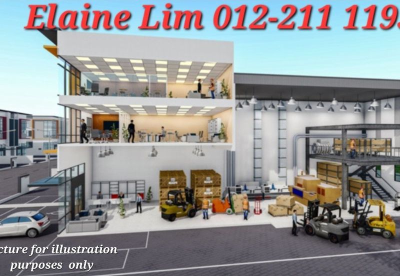 Rawang Freehold with Lift New 3 Sty Semi D Factory Cum Office For Sale. Ready to move in Easy Access via North-South Expressway. 