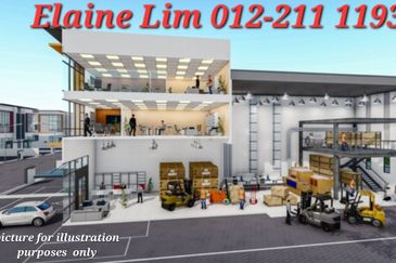 Rawang Freehold 3 Sty Semi D Factory Cum Office with Lift For Sale. Ready to move in Easy Access via North-South Expressway, LATAR.
