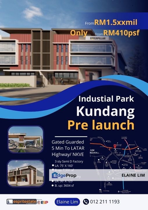 Kundang New Industrial Park. Detached Industrial Land For Sale  from 1 to 1.5 Acres. 5 minutes to LATAR, NKVE., Selangor, Rawang