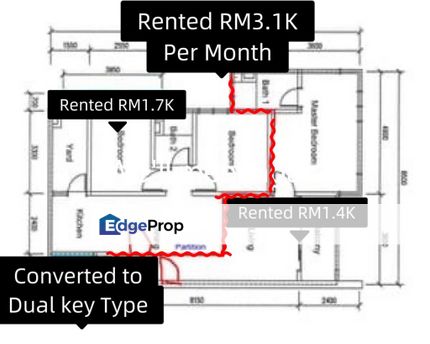 1Tebrau Residence JB Town with Good Roi 7.4 Converted Dualkey, Johor, Johor Bahru