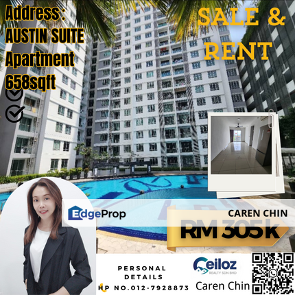 Austin Suite 1 bedroom for sale and rent, Johor, Johor Bahru