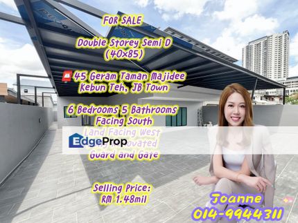 Double Storey Semi D @ 45 Jalan Geram, Taman Majidee, Kebun Teh, JB Town, Taman Suria,  Taman Abad, Johor, Johor Bahru