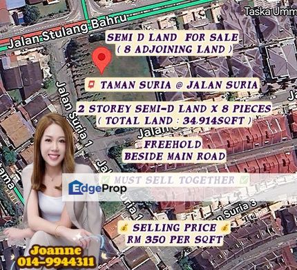 8 Pieces Residential Semi D Land @ Jalan Suria, Taman Suria, Jb Town. Taman Majidee, Kebun Teh, Taman Abad, Taman Pelangi , Johor, Johor Bahru