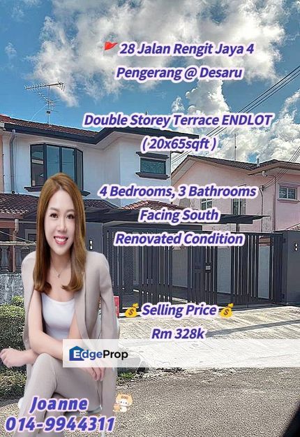 Double Storey Terrace Endlot @ 28 Jalan Rengit Jaya 4, Taman Rengit Jaya, Pengerang, Johor. Desaru Coast, Desaru Beach, Mersing, Kota Tinggi, Johor, Pengerang