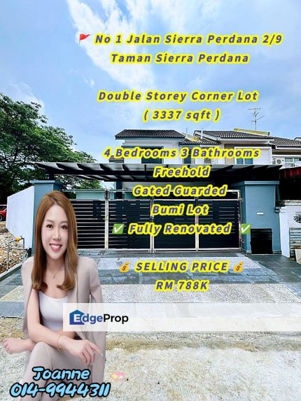 Double Storey CORNER @ 1 Jalan Sierra Perdana 2/9, Taman Sierra Perdana, Masai, Johor, Taman Rinting, Megah Ria, Seri Alam, Johor, Masai