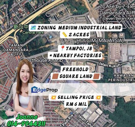 2 Acres Zoning Medium Industrial Land @ Tampoi, Johor. Nearby Tampoi Industrial Area, Tmn Sri Bahagia, Damansara Aliff, Jb Town, Johor, Johor Bahru