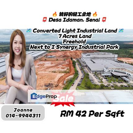 7 Acres Converted Light Industrial Land @ Desa Idaman, Senai. Johor. Next to I Synergy, SA 88  & IOI Industrial Park, Beside Senai Airport, Johor, Senai
